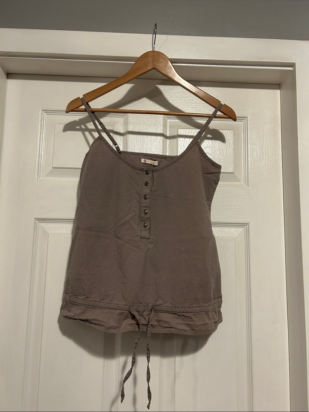 Tulle Taupe Button-Front Drawstring Camisole